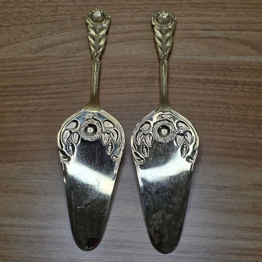 Vintage Rostfrei Esmeyer Gold‎ Electroplate Rose Handled Dessert Set 30 Pieces